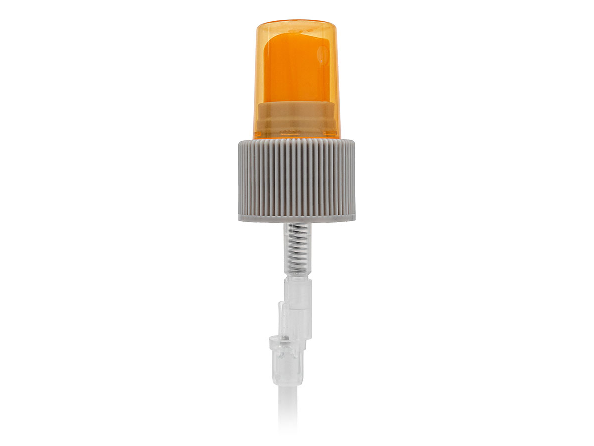 24/410 Finish, Gray/Orange, Sprayers, Fine Mist, Fine Ribbed, 6 11/16" DT