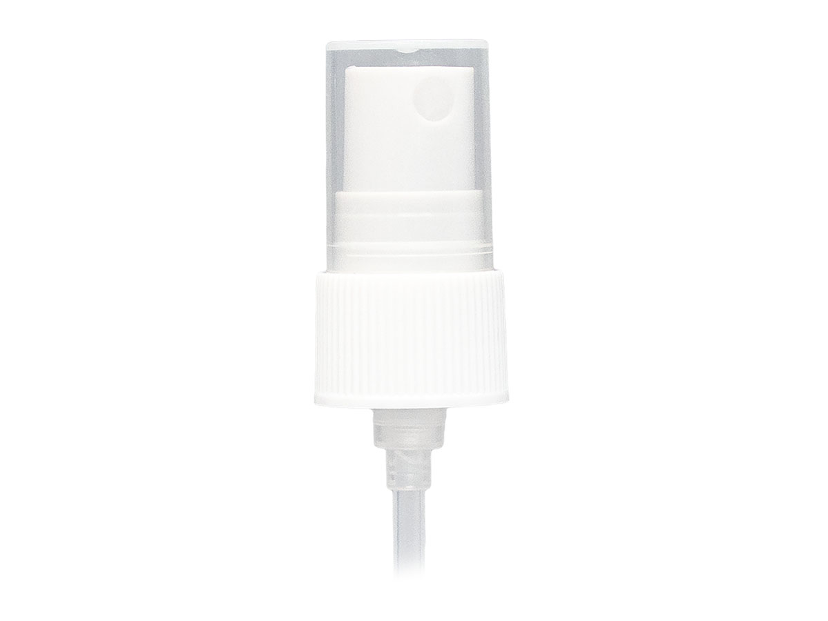 20/410 Finish, White, Sprayers, Fine Mist, Fine Ribbed, Clear Hood, 4 9/16" DT