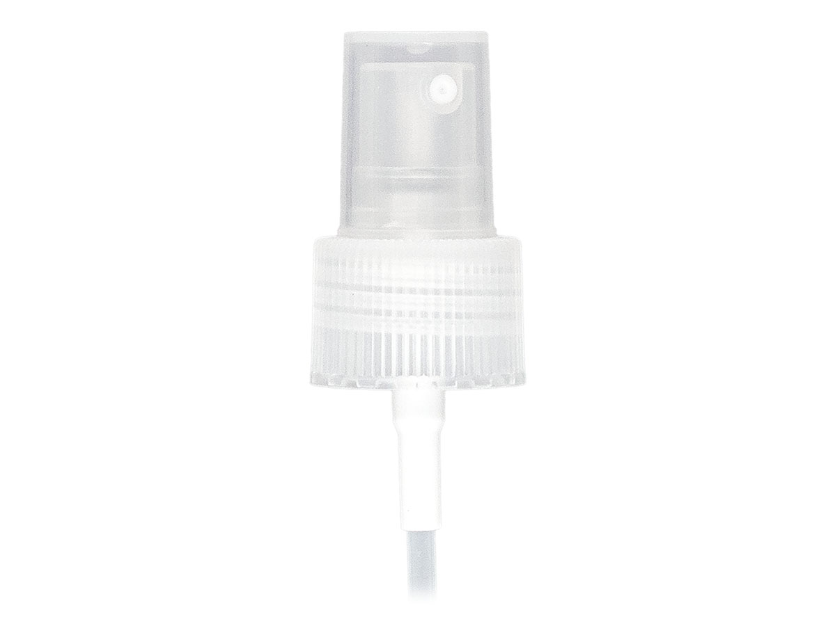 24/410 Finish, Natural, Sprayers, Fine Mist, Fine Ribbed, Clear Hood, 4 5/16" DT