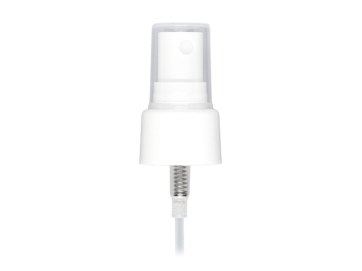 24/410 Finish, White, Sprayers, Fine Mist, Smooth, Clear Hood, 4 7/8" Dt