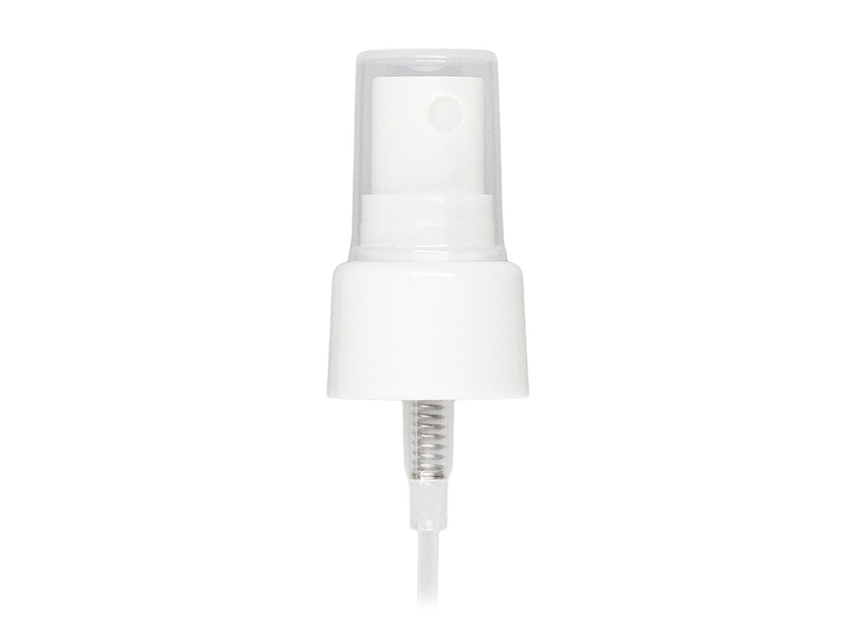 24/410 Finish, White, Sprayers, Fine Mist, Smooth, Clear Hood, 6 7/8" Dt