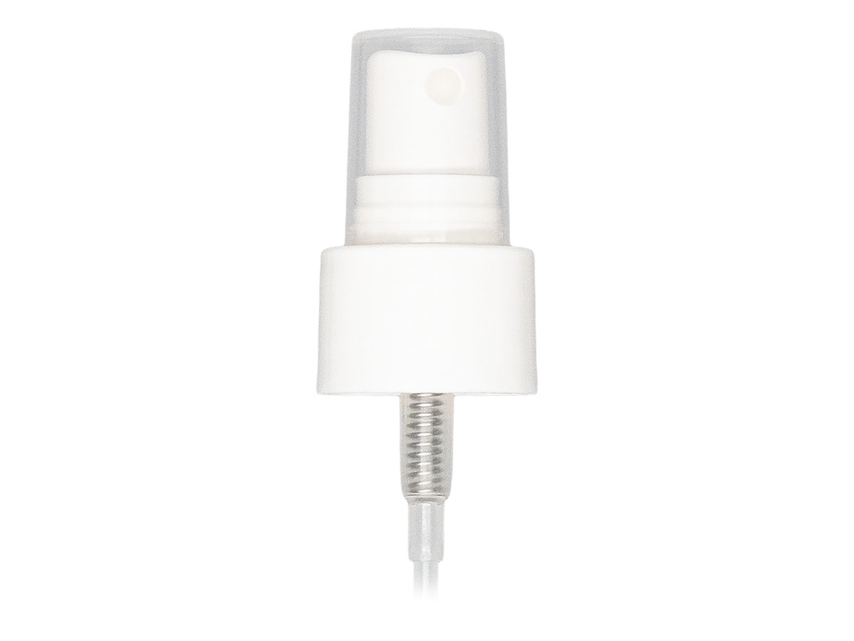 24/410 Finish, White, Sprayers, Fine Mist, Smooth, Clear Hood, 6 3/4" Dt