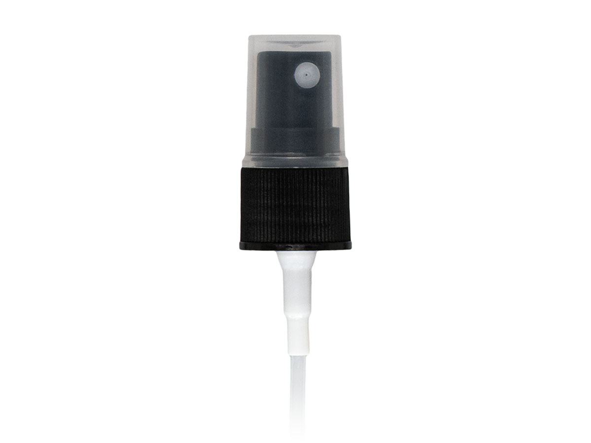 18/400 Finish, Black, Sprayers, Fine Mist, Fine Ribbed, Clear Hood, 4 5/16" Dt