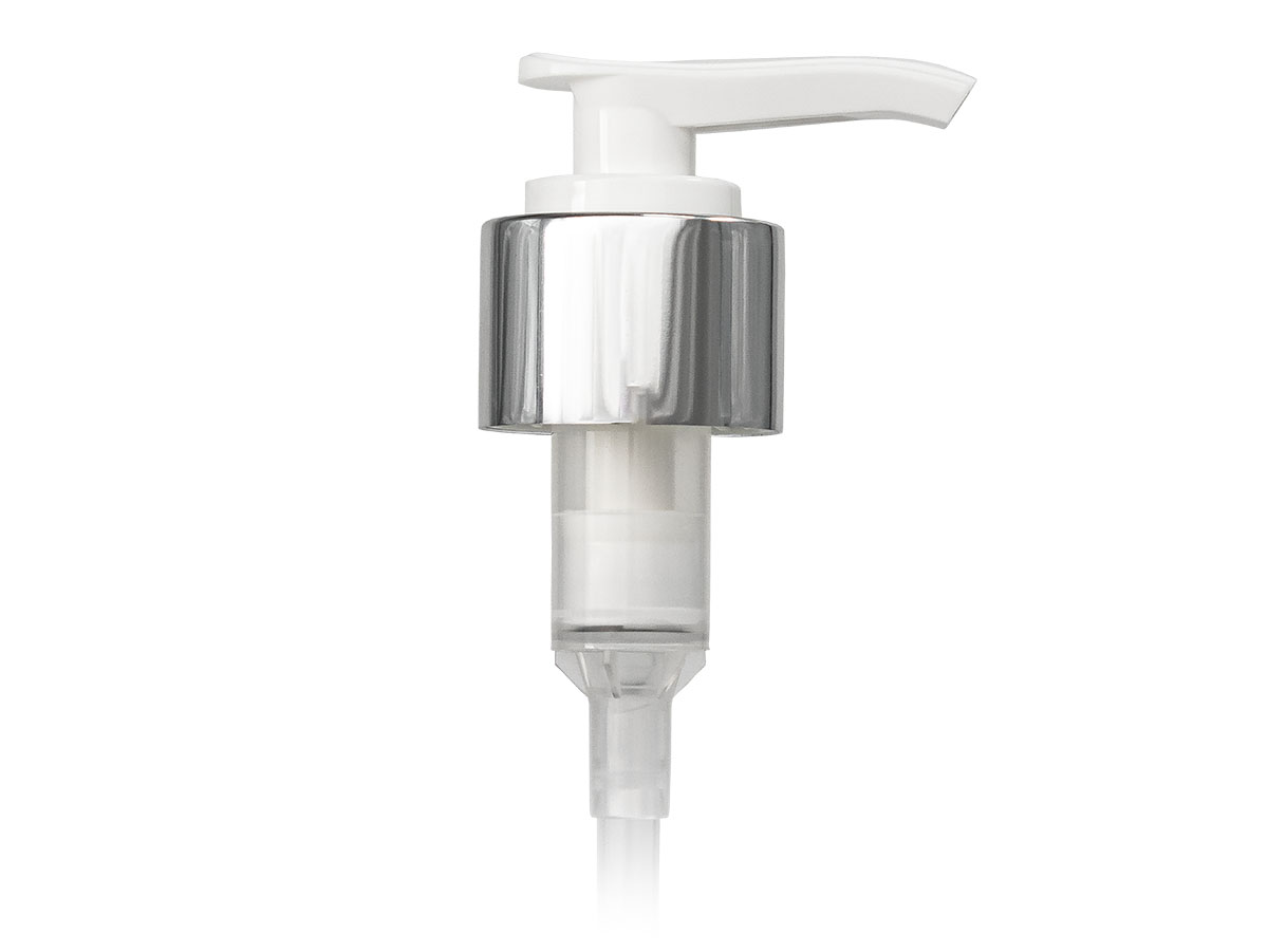 24/410 Finish, Silver/White, Pumps, Lotion, Metal Shell, Lock Down, 2cc, 6" DT