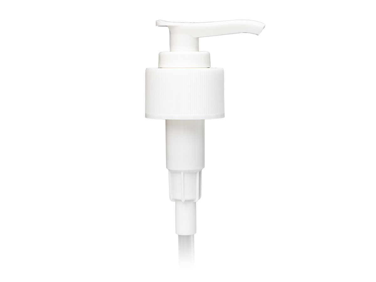 28/410 Finish, White, Pumps, Lotion, Fine Ribbed, Lock Down, 1.5cc, 6 3/8" DT