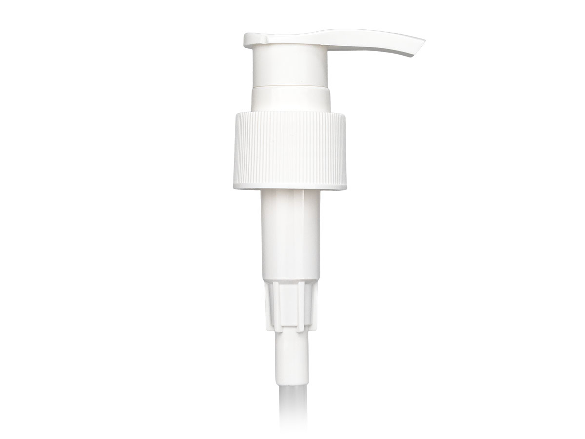 24/410 Finish, White, Pumps, Lotion, Fine Ribbed, Lock Down, 1.5cc, 6 1/8" DT