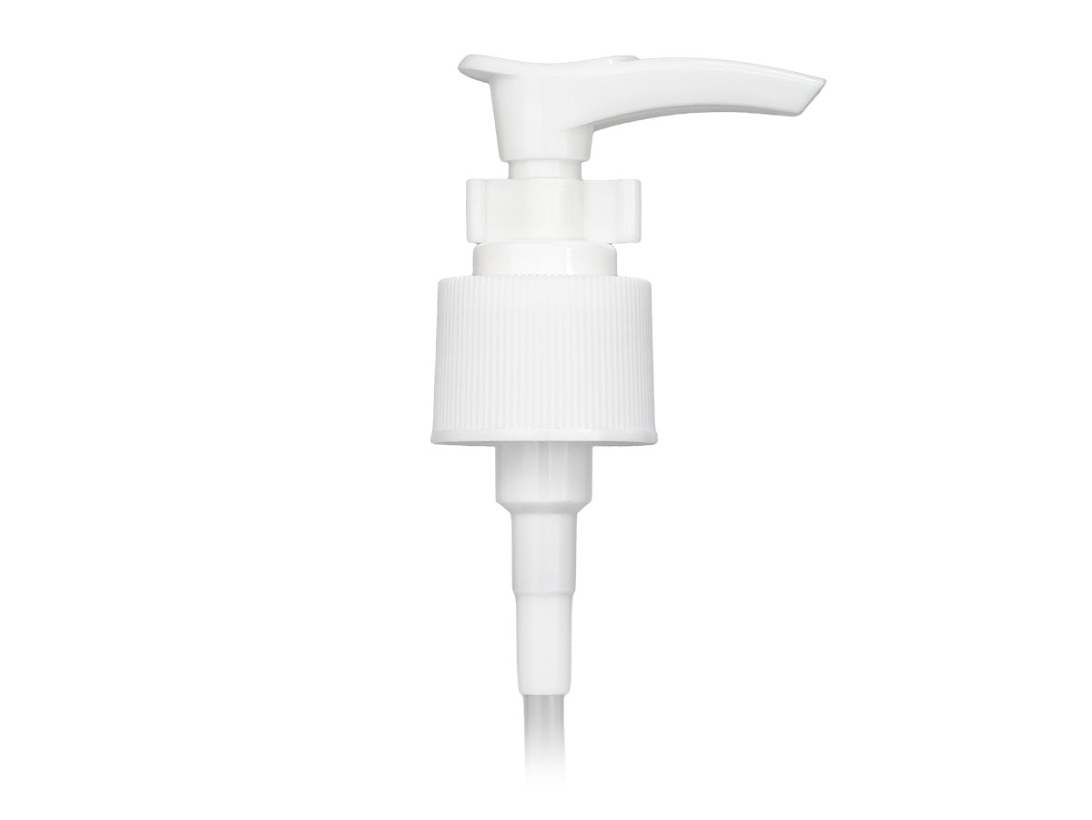 24/410 Finish, White, Pumps, Lotion, Fine Ribbed, Ship Clip, 1cc, 5 1/16" DT