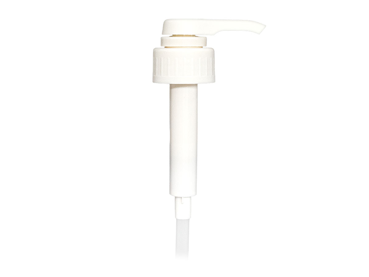 38/410 Finish, White, Pumps, Lotion, Bold Ribbed, Lock Down, 10cc Per Pump, 11 1/2" DT