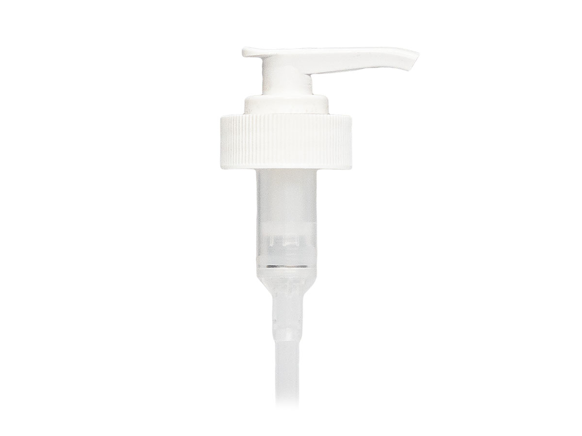 28/400 Finish, White, Pumps, Lotion, Fine Ribbed, Lock Down, 6 1/2" DT