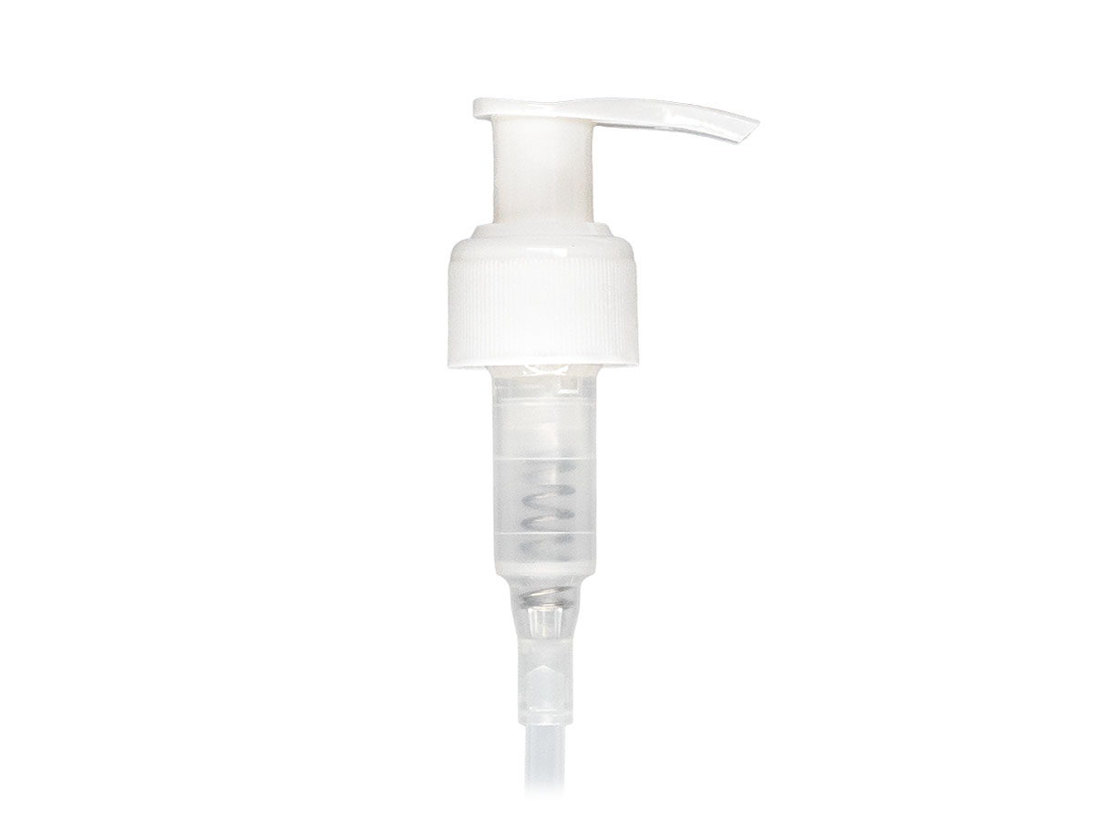 24/410 Finish, White, Pumps, Lotion, Fine Ribbed, Lock Up, 1.5cc, 6 1/2" DT