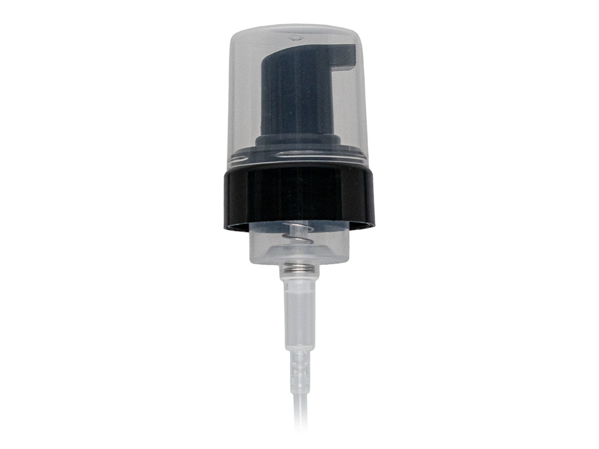 43mm Finish, Black, Pumps, Foamer, Clear Hood, 7 3/16" DT