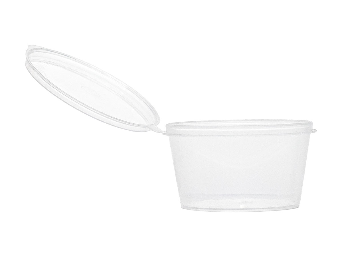 2 oz., Natural, Containers, PP, Deli Container Style Round, 2 1/4" Dia X 1 1/4" T