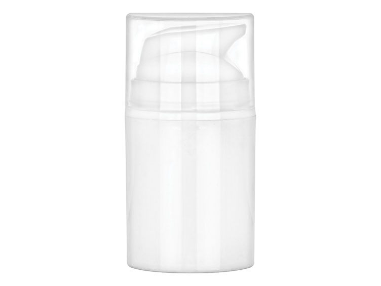 50 mL, 45mm Finish, White, Sets, Bottles/Pumps, PP, Airless Cylinder Round