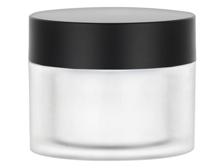 50 mL, 48mm Finish, Frosted/Matte Black, Sets, Jars/Caps, Acrylic, Round, White Inner Bowl
