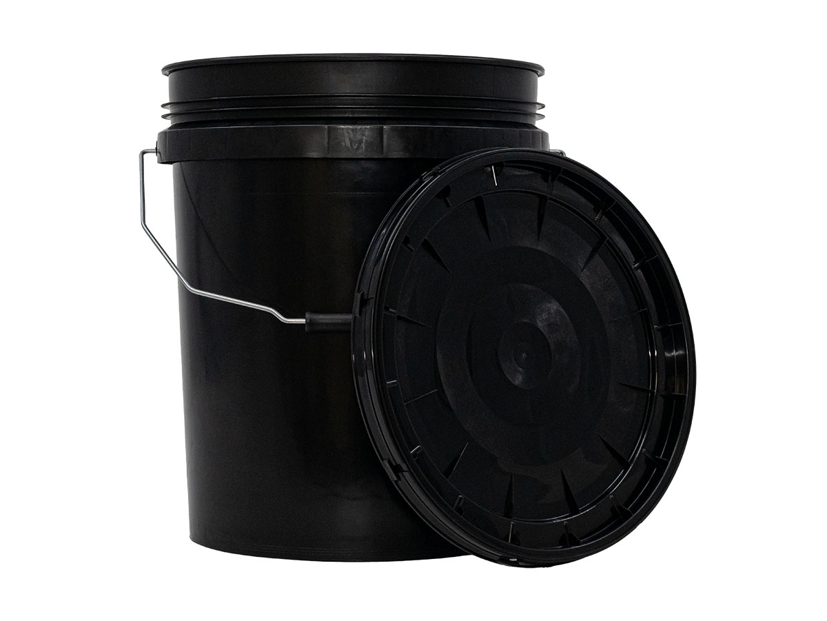 5 Gallon, 300mm Finish, Black, Buckets, PP, Round, Metal Handle
