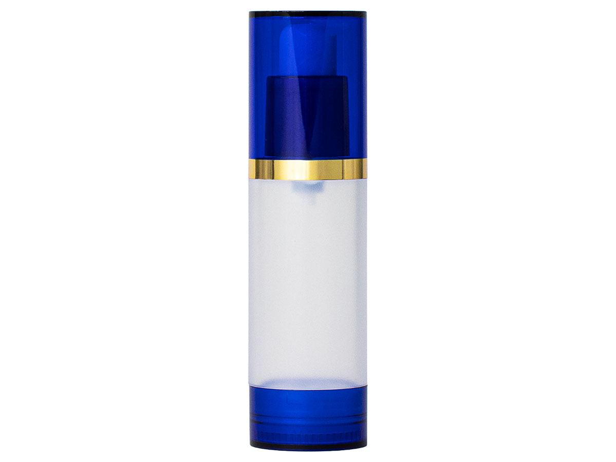 30 mL, 18mm Finish, Frosted/Blue, Sets, Bottles/Overcaps/Pumps, Airless, Cylinder Round