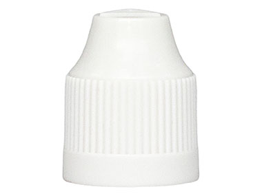 18mm Finish, White, Caps, CRC, Fine Ribbed, Dropper Tip Style
