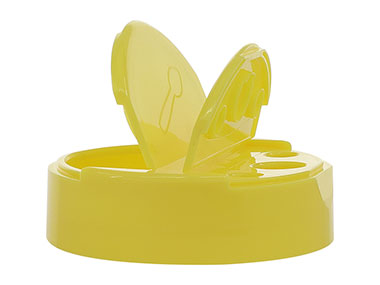 63/485 Finish, Yellow, Caps, Dispensing, Smooth, Dual Flap, Shaker/Spoon Style