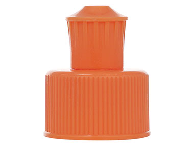 24/410 Finish, Orange, Caps, Dispensing, Fine Ribbed, Push-Pull, .200" Orf