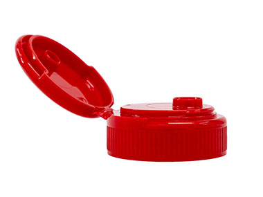 33/400 Finish, Red, Caps, Dispensing, Fine Ribbed, Snap-Top, .254" Orf, HS Lnr