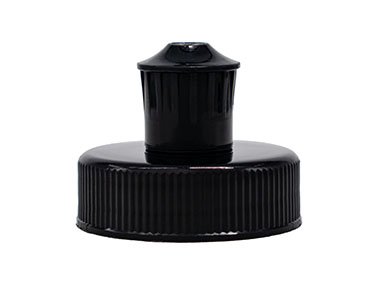 33/400 Finish, Black, Caps, Dispensing, Fine Ribbed, Push-Pull, 4 X .062" Orf, HS Lnr