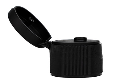 24/410 Finish, Black, Caps, Dispensing, Fine Ribbed, Snap-Top, .122" Orf, PS Lnr