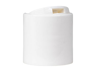 24/410 Finish, White, Caps, Dispensing, Smooth, Disc-Top, .300" Orf, (F)