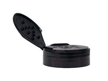 48/485 Finish, Black, Caps, Dispensing, Smooth, Single Flap, Shaker Style, HS Lnr