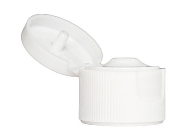 20/410 Finish, White, Caps, Dispensing, Fine Ribbed, Snap-Top, .111 " Orf