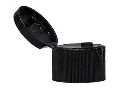 24/410 Finish, Black, Caps, Dispensing, Fine Ribbed, Snap-Top, .125" Orf