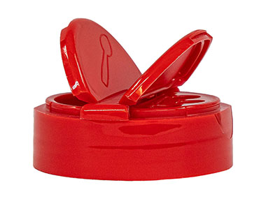 53/485 Finish, Red, Caps, Dispensing, Smooth, Dual Flap, Shaker/Spoon Style, Hs Lnr