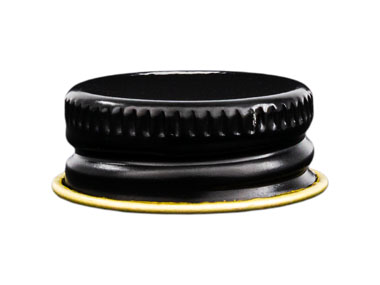 22/400 Finish, Black, Caps, Metal, Ribbed Neck, Gold Inner, Pulp And Vinyl Lnr