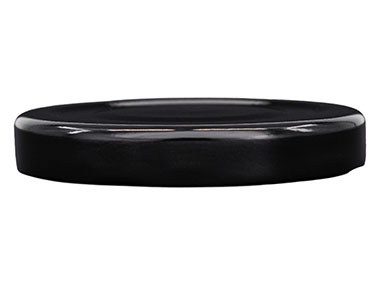 58mm 4 Lug Finish, Black, Caps, Metal, Smooth, Safety Button, Beige Inner, Plastisol Lnr