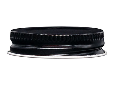 43/400 Finish, Black, Caps, Metal, Ribbed Neck, White Inner, Plastisol Lnr