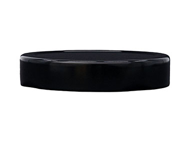 70mm 4 Lug Finish, Black, Caps, Metal, Smooth, Beige Inner, Plastisol Lnr