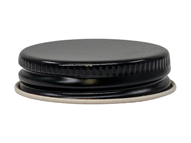 38/400 Finish, Black, Caps, Metal, Ribbed Neck, Beige Inner, Plastisol Lnr