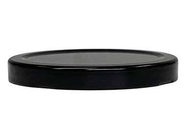 70mm 4 Lug Finish, Black, Caps, Metal, Smooth, Stacking Ring, Beige Inner, Plastisol Lnr