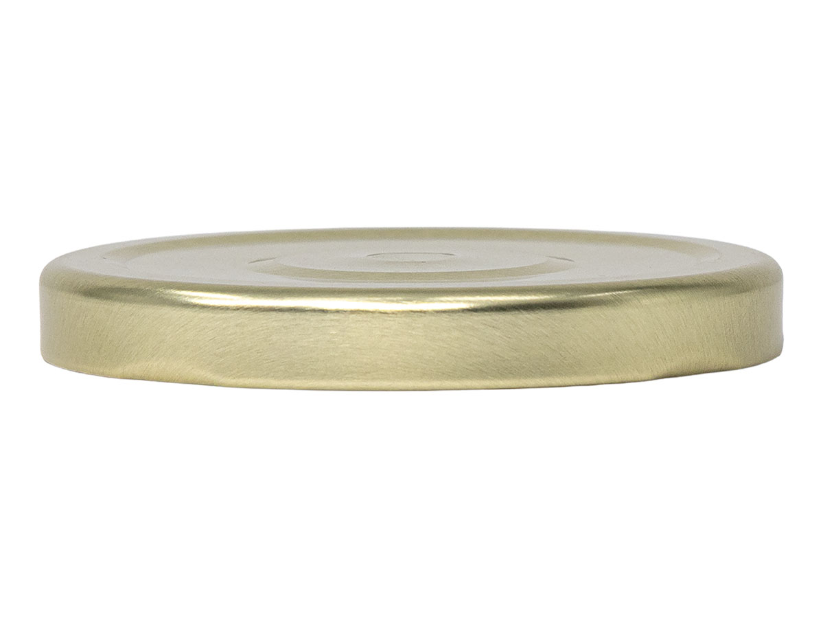 70mm 4-Lug Finish, Gold, Caps, Metal, Smooth, Stacking Ring, Safety Button, Plastisol Lnr