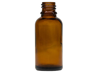 30 mL, 18mm TE Finish, Amber, Bottles, Glass, Dropper Fitment Style Boston Round