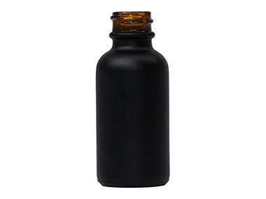 1 oz., 20/400 Finish, Matte Black, Bottles, Glass, Boston Round, Spray Coated