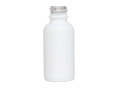1 oz., 20/400 Finish, Matte White, Bottles, Glass, Boston Round, Spray Coated