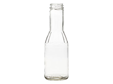 12 oz., 38/400 Finish, Flint, Bottles, Glass, Round, Sauce Style, Fluted Shoulder