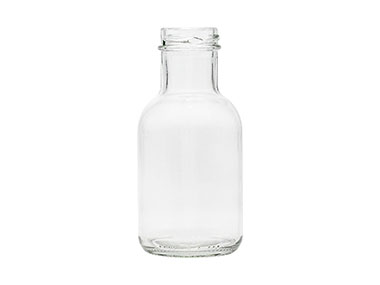 8 oz., 38mm 3 Lug Finish, Flint, Bottles, Glass, Sauce Style Round, Label Panel