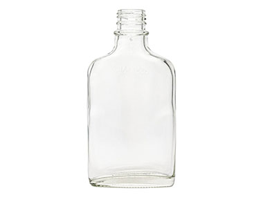 200 mL, 28mm TE Finish, Flint, Bottles, Glass, Oblong, Flask Style