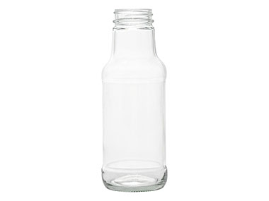 10 oz., 38/400 Finish, Flint, Bottles, Glass, Sauce Style Round, Label Panel