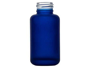 2 oz., 24/410 Finish, Frosted/Blue, Bottles, Glass, Boston Round