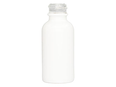 1 oz., 20/400 Finish, White, Bottles, Glass, Boston Round, Spray Coated