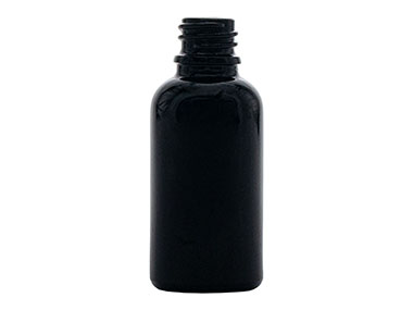 1 oz., 18mm Te Finish, Black, Bottles, Glass, Boston Round