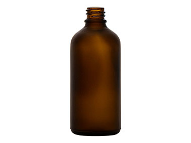 100 mL, 18mm Te Finish, Frosted/Amber, Bottles, Glass, Boston Round