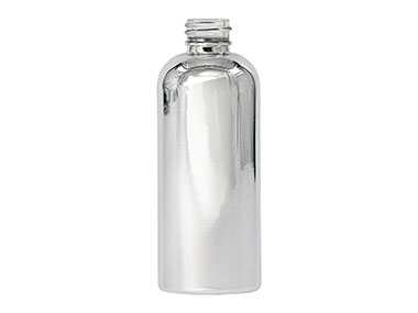 3 oz., 20/410 Finish, Silver, Bottles, Glass, Metallized, Boston Round